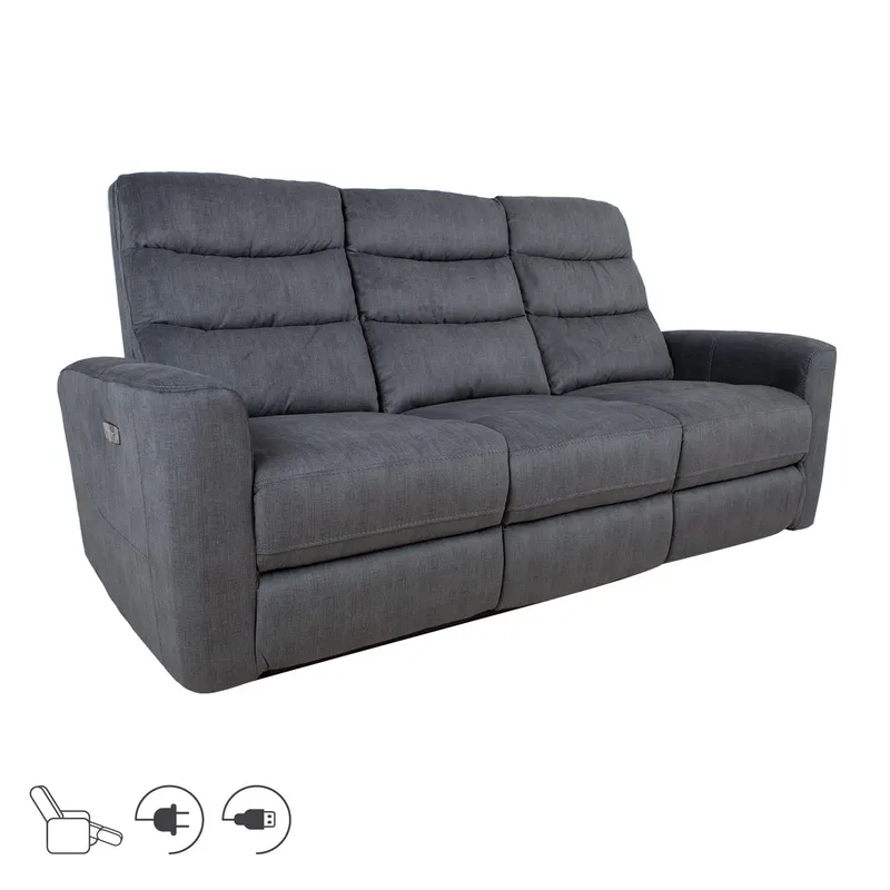 Recliner-sohva Darvi 3-istuttava sähköisellä mekanismilla, harmaa sametti