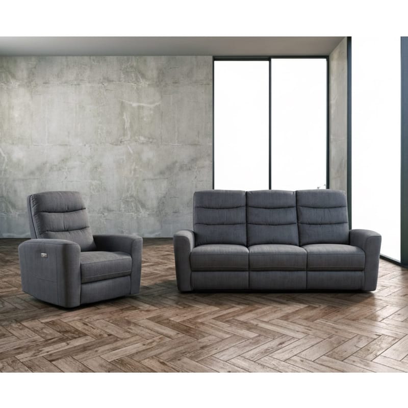 Recliner-sohva Darvi 3-istuttava sähköisellä mekanismilla - harmaa sametti - Huonekalut - Sohva - Mekanismisohva