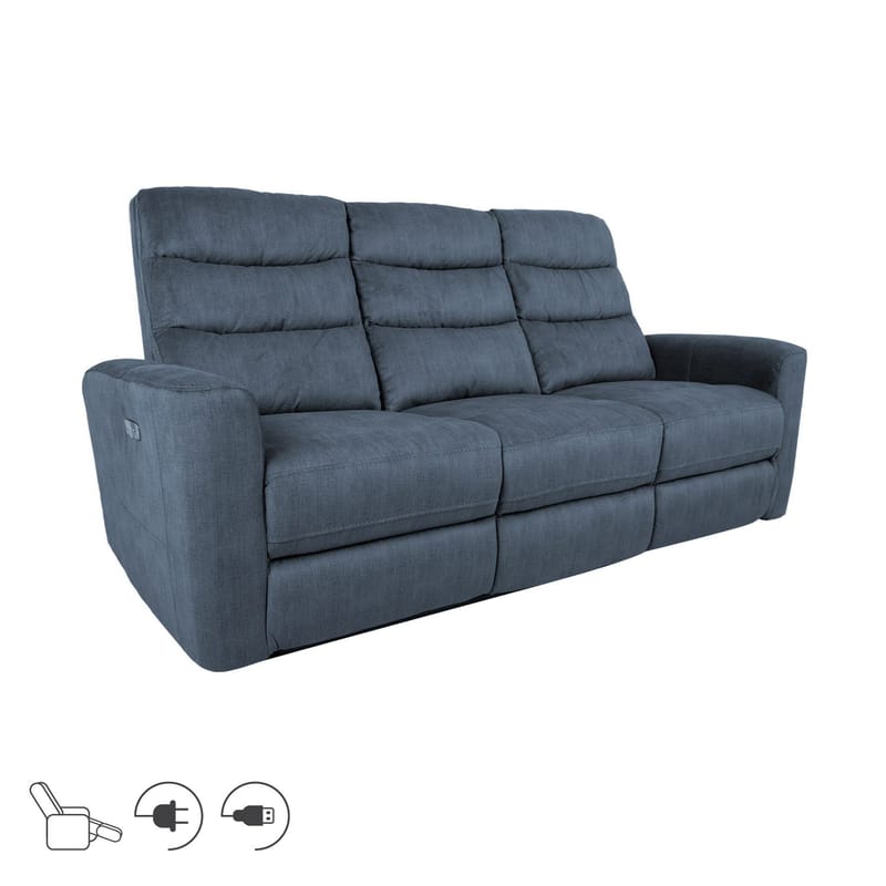 Recliner-sohva Darvi 3-istuttava sähköisellä mekanismilla, sininen