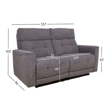 Recliner-sohva Glendor 2-istuttava sähköisellä mekanismilla - Harmaa - Huonekalut - Sohva - Mekanismisohva - 2 istuttava mekanismisohva