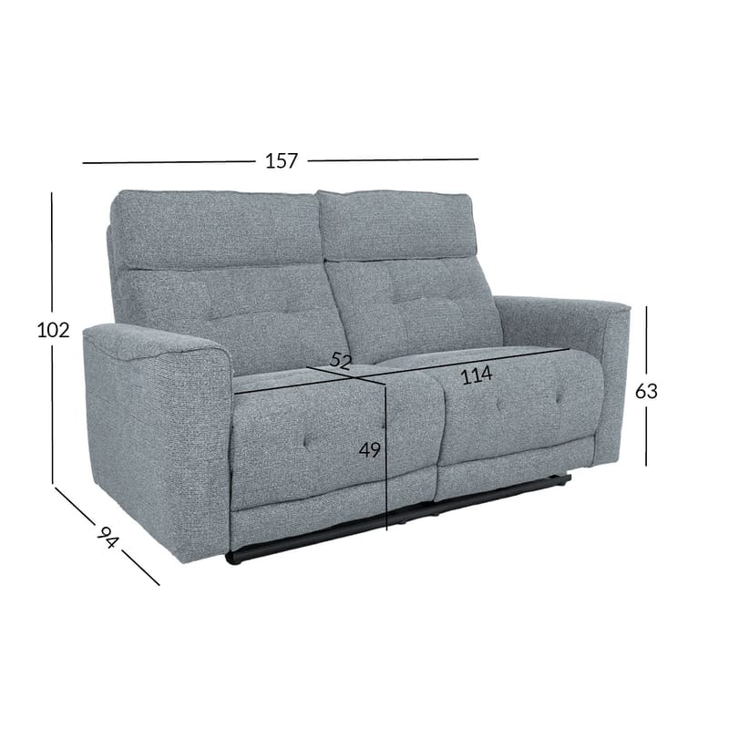 Recliner-sohva Glendor 2-istuttava sähköisellä mekanismilla - sinertävänharmaa - Huonekalut - Sohva - Mekanismisohva - 2 istuttava mekanismisohva