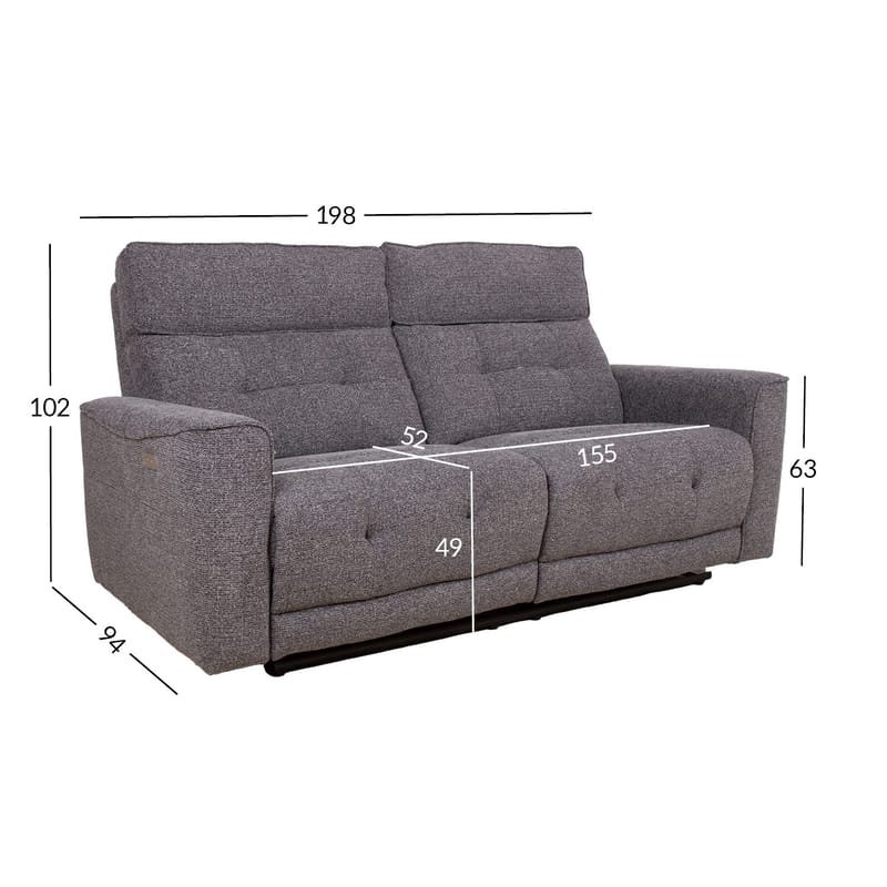 Recliner-sohva Glendor - harmaa - Huonekalut - Sohva - Mekanismisohva - 2 istuttava mekanismisohva
