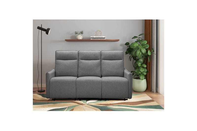 Recliner-sohva ilman kulmaa Loft24 3-istuttava sohva Loft24 Lugo Harmaa 100% polyester - Huonekalut - Sohva - Mekanismisohva - 3 istuttava mekanismisohva