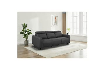 Recliner-sohva ilman kulmaa Loft24 3-istuttava sohva Loft24 Skaane, 2 manuaalista lepotuolia Harmaa Keinonahka - Huonekalut - Sohva - Mekanismisohva - 3 istuttava mekanismisohva