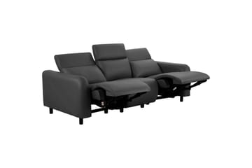 Recliner-sohva ilman kulmaa Loft24 3-istuttava sohva Loft24 Skaane, 2 manuaalista lepotuolia Harmaa Keinonahka - Huonekalut - Sohva - Mekanismisohva - 3 istuttava mekanismisohva