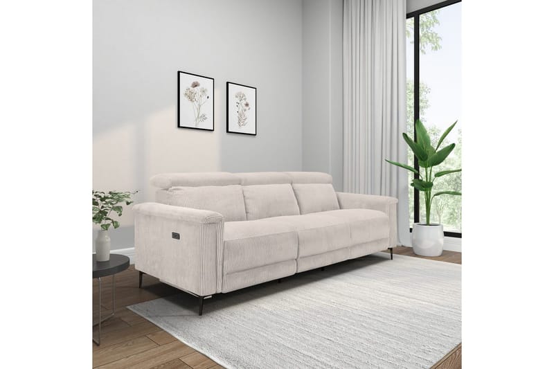 Recliner-sohva ilman kulmaa Loft24 Lund recliner-sohva 3-istuttava Vit - Huonekalut - Sohva - Mekanismisohva - 3 istuttava mekanismisohva