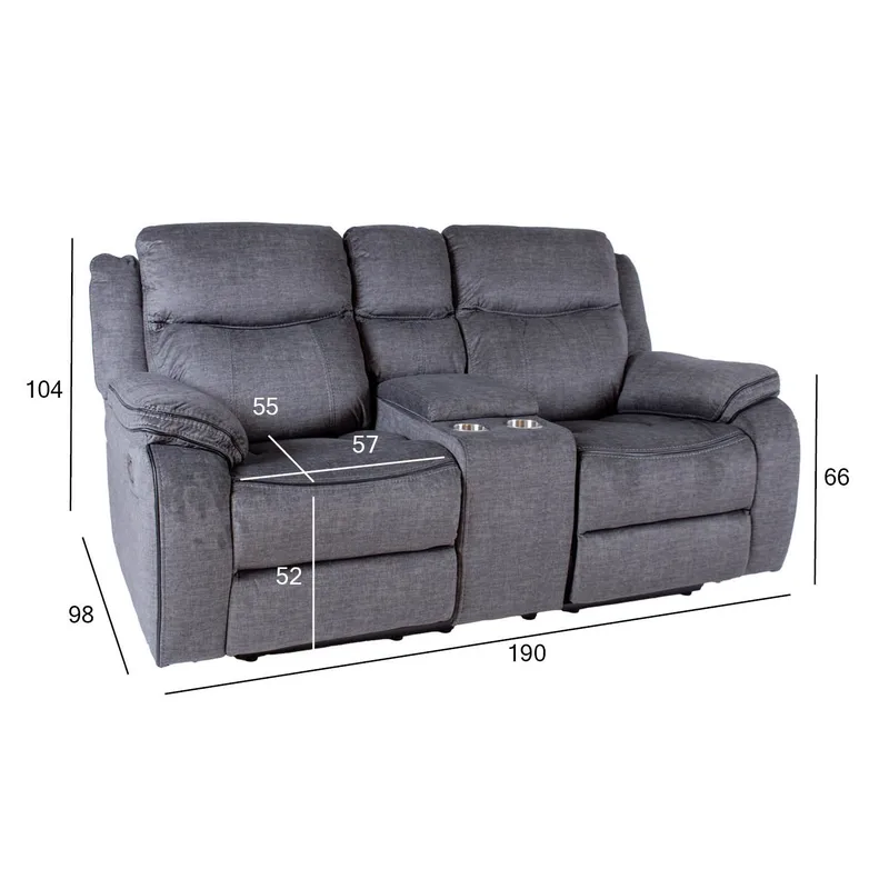 Recliner-sohva Iskmar 2-istuttava manuaalisella mekanismilla - harmaa - Huonekalut - Sohva - Mekanismisohva - 2 istuttava mekanismisohva