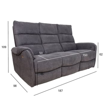 Recliner-sohva Mörvik 3-istuttava sähköisellä mekanismilla - sinertävänharmaa - Huonekalut - Sohva - Mekanismisohva - 3 istuttava mekanismisohva