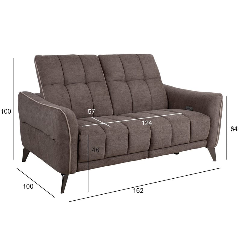 Recliner-sohva Nordan 2-istuttava sähköinen - vaaleanruskea, jossa beige tere - Huonekalut - Sohva - Mekanismisohva - 2 istuttava mekanismisohva
