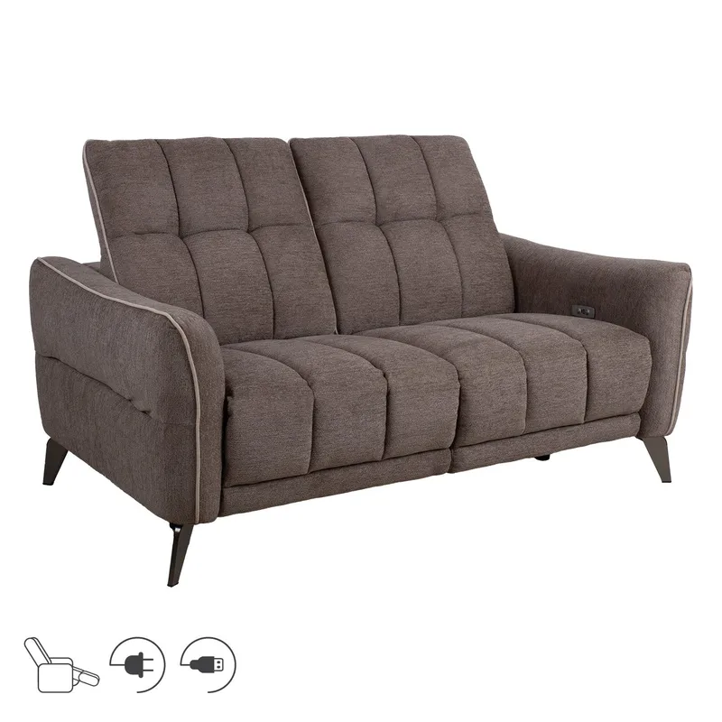 Recliner-sohva Nordan 2-istuttava sähköinen, vaaleanruskea, jossa beige tere