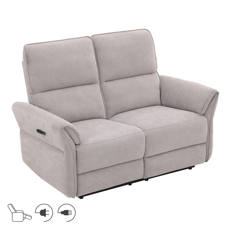 Recliner-sohva Ravdal 2-istuttava sähköisellä mekanismilla, harmaa