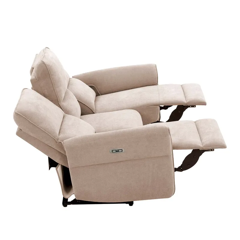 Recliner-sohva Ravdal 3-istuttava sähköisellä mekanismilla - vaaleanruskea - Huonekalut - Sohva - Mekanismisohva - 3 istuttava mekanismisohva