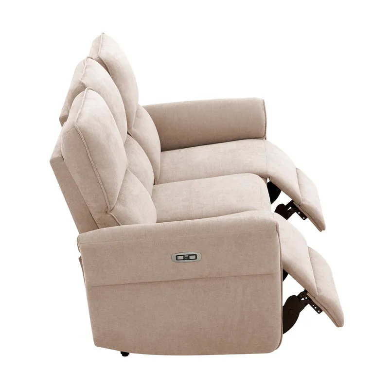 Recliner-sohva Ravdal 3-istuttava sähköisellä mekanismilla - vaaleanruskea - Huonekalut - Sohva - Mekanismisohva - 3 istuttava mekanismisohva