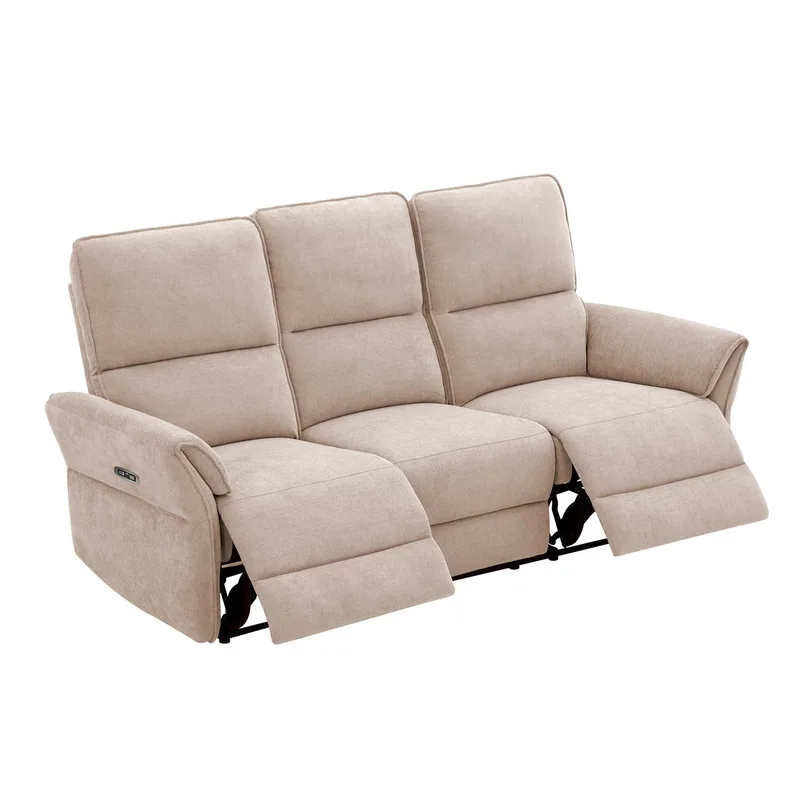 Recliner-sohva Ravdal 3-istuttava sähköisellä mekanismilla - vaaleanruskea - Huonekalut - Sohva - Mekanismisohva - 3 istuttava mekanismisohva