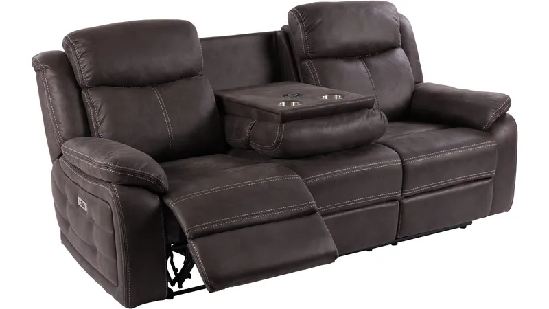 Recliner-sohva Rindal 3-istuttava manuaalinen, ruskeanharmaa