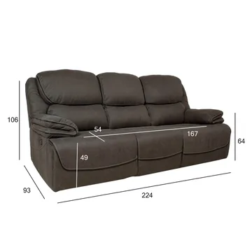Recliner-sohva Sälmar 3-istuttava manuaalisella mekanismilla - harmaa - Huonekalut - Sohva - Mekanismisohva - 3 istuttava mekanismisohva