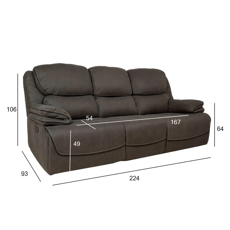 Recliner-sohva Sälmar 3-istuttava manuaalisella mekanismilla - harmaa - Huonekalut - Sohva - Mekanismisohva - 3 istuttava mekanismisohva
