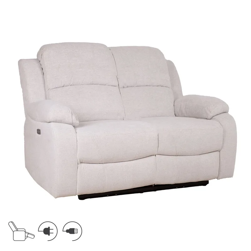 Recliner-sohva Tränor 2-istuttava sähköisellä mekanismilla, luonnonvalkoinen