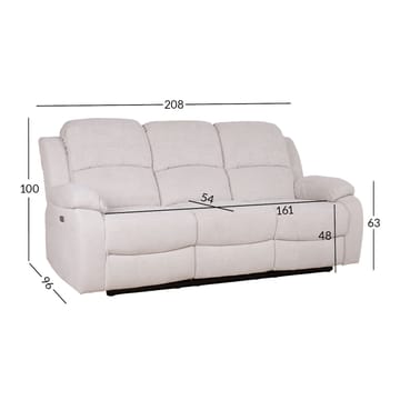 Recliner-sohva Tränor 3-istuttava sähköisellä mekanismilla - luonnonvalkoinen - Huonekalut - Sohva - Mekanismisohva - 3 istuttava mekanismisohva