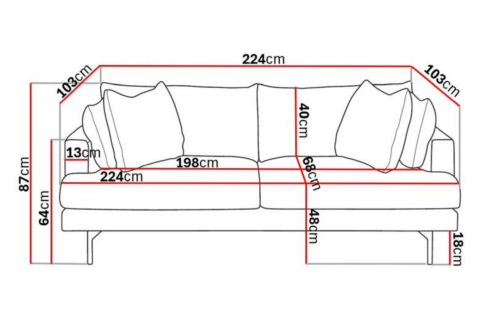 Menard 3-istuttava Syvä Kangassohva 225 cm leveä - Beige - Huonekalut - Sohva - 3:n istuttava sohva