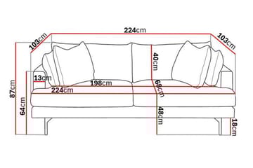 Menard 3-istuttava Syvä Kangassohva 225 cm leveä - Beige - Huonekalut - Sohva - 3:n istuttava sohva
