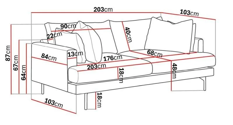 Menard 3-istuttava Syvä Kangassohva - Beige - Huonekalut - Sohva - 3:n istuttava sohva