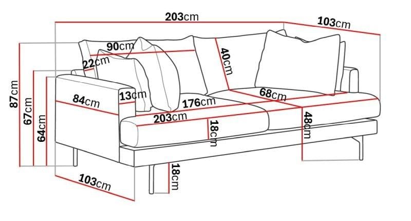 Menard 3-istuttava Syvä Kangassohva - Beige - Huonekalut - Sohva - 3:n istuttava sohva