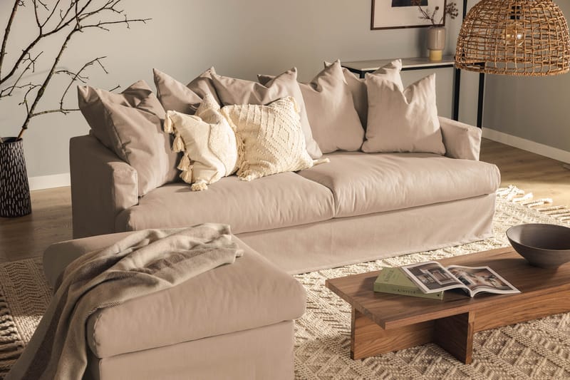 Menard 3-istuttava Syvä Kangassohva - Beige - Huonekalut - Sohva - 3:n istuttava sohva