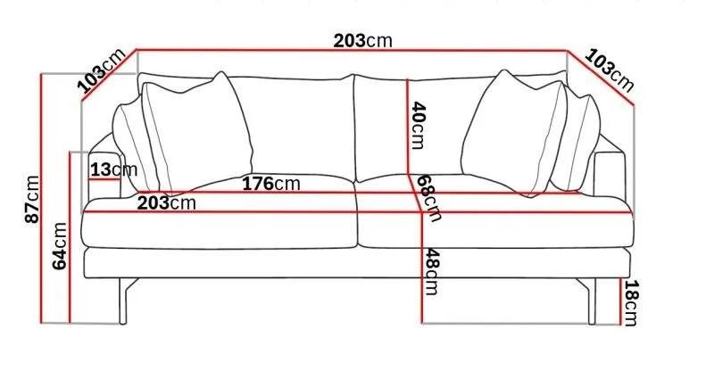 Menard 3-istuttava Syvä Kangassohva - Beige - Huonekalut - Sohva - 3:n istuttava sohva