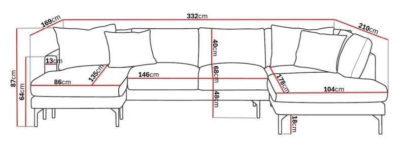 Menard 4-istuttava Oikeakätinen Suuri U-muotoinen Syvä Sohva Divaanilla ja Divaaniosalla Manchesterista - Greige - Huonekalut - Sohva - Divaanisohva