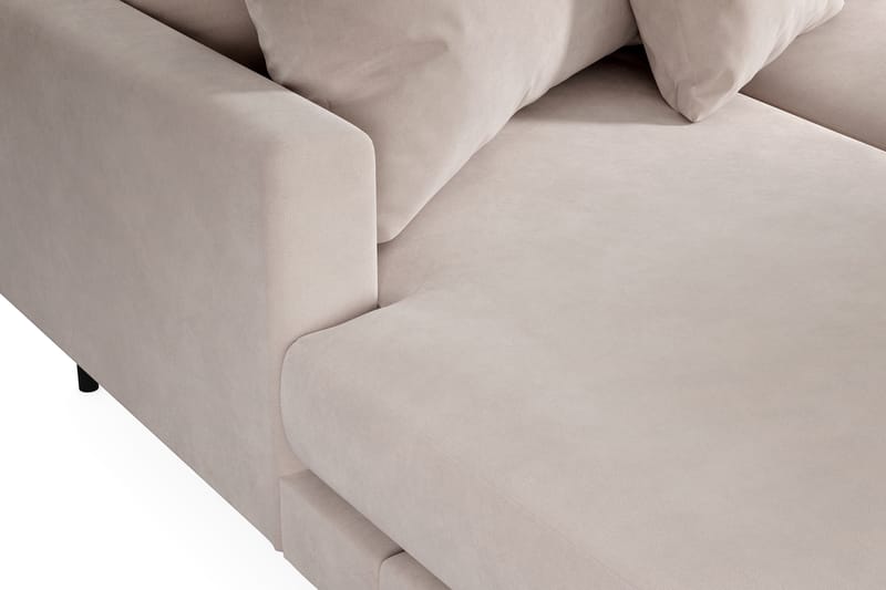 Menard 4-istuttava Oikeakätinen U-muotoinen Sohva Divaanilla ja Divaaniosalla Sametti - Beige - Huonekalut - Sohva - Divaanisohva