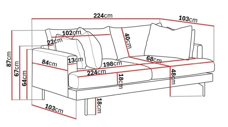 Menard 4-istuttava Syvä Kangassohva - Beige - Huonekalut - Sohva - 4:n istuttava sohva