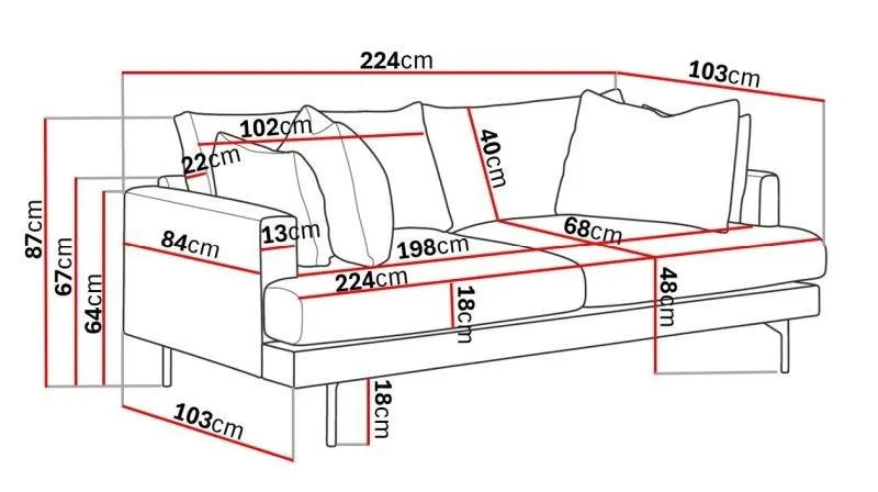 Menard 4-istuttava Syvä Kangassohva - Beige - Huonekalut - Sohva - 4:n istuttava sohva