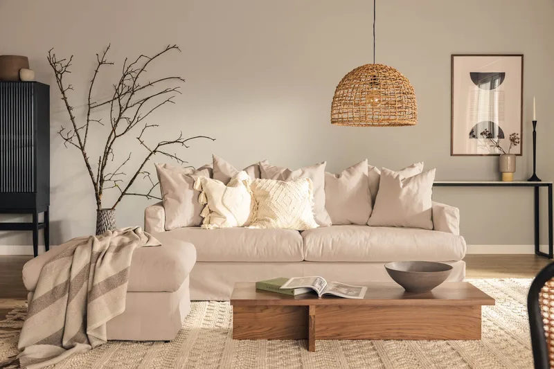 Menard 4-istuttava Syvä Kangassohva - Beige - Huonekalut - Sohva - 4:n istuttava sohva