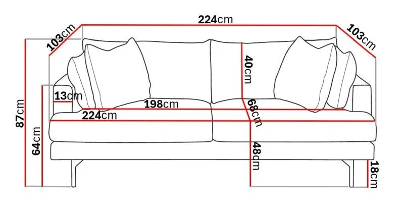 Menard 4-istuttava Syvä Kangassohva - Ruskea - Huonekalut - Sohva - 4:n istuttava sohva
