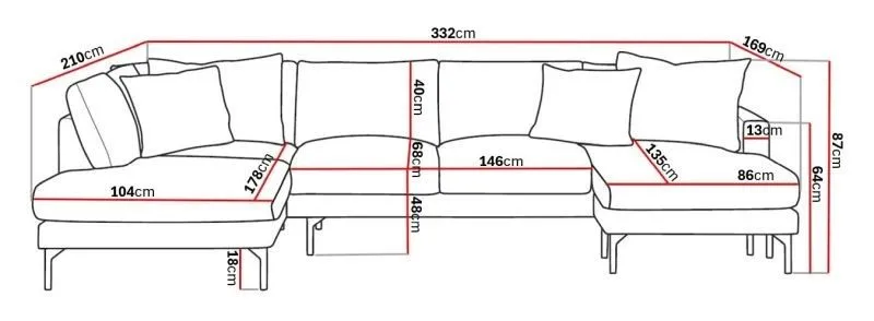 Menard 4-istuttava Vasenkätinen U-muotoinen Large Sohva Divaanilla ja Divaaniosalla Kangasista - Beige - Huonekalut - Sohva - Divaanisohva