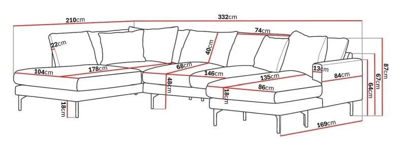 Menard 4-istuttava Vasenkätinen Suuri U-muotoinen Syvä Sohva Divaanilla ja Divaaniosalla Manchesterista - Greige - Huonekalut - Sohva - Divaanisohva