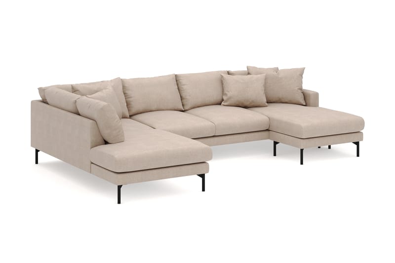 Menard 4-istuttava Vasenkätinen U-muotoinen Large Sohva Divaanilla ja Divaaniosalla Kangasista - Beige - Huonekalut - Sohva - Divaanisohva