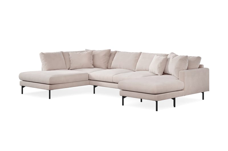 Menard 4-istuttava Vasenkätinen U-muotoinen Large Sohva Divaanilla ja Divaaniosalla Sametti - Beige - Huonekalut - Sohva - Divaanisohva