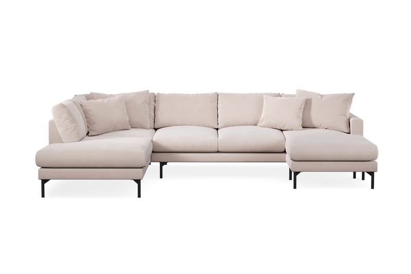Menard 4-istuttava Vasenkätinen U-muotoinen Large Sohva Divaanilla ja Divaaniosalla Sametti - Beige - Huonekalut - Sohva - Divaanisohva