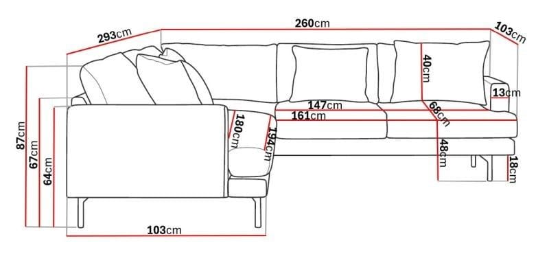Menard 6-istuttava Oikeakätinen L-muotoinen Kulmasohva Kangasista - Ruskea - Huonekalut - Sohva - Kulmasohva