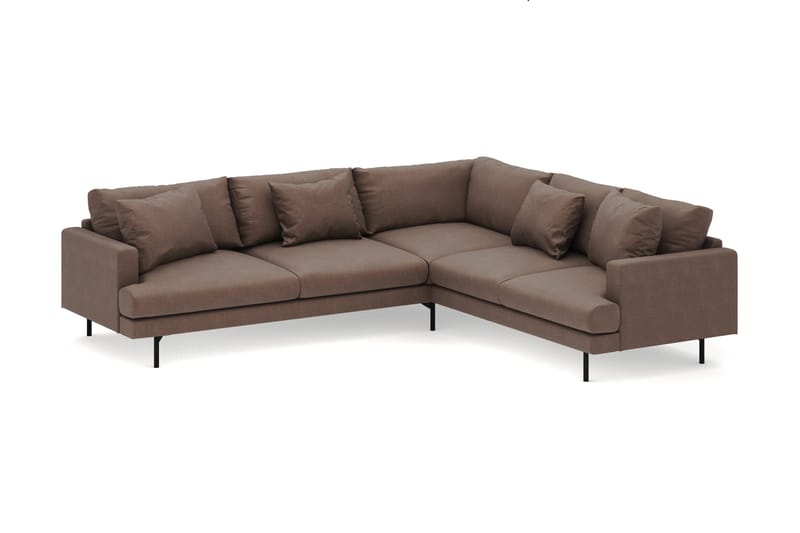 Menard 6-istuttava Oikeakätinen L-muotoinen Kulmasohva Kangasista - Ruskea - Huonekalut - Sohva - Kulmasohva