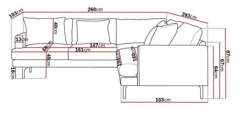 Menard 6-istuttava Vasenkätinen L-muotoinen Kulmasohva Kangasista - Ruskea - Huonekalut - Sohva - Kulmasohva