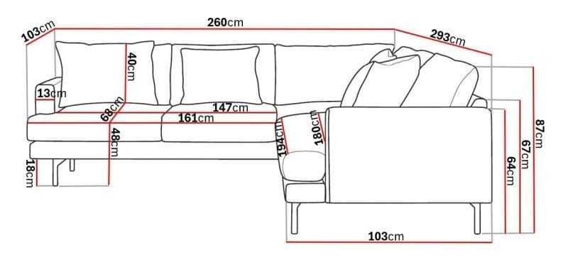 Menard 6-istuttava Vasenkätinen L-muotoinen Kulmasohva Manchesterista - Ruskea - Huonekalut - Sohva - Kulmasohva
