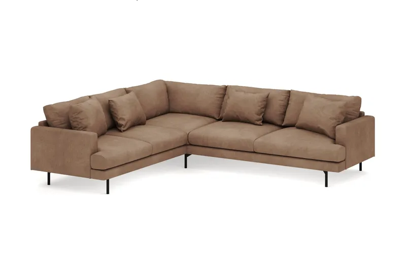 Menard 6-istuttava Vasenkätinen L-muotoinen Kulmasohva Manchesterista - Ruskea - Huonekalut - Sohva - Kulmasohva