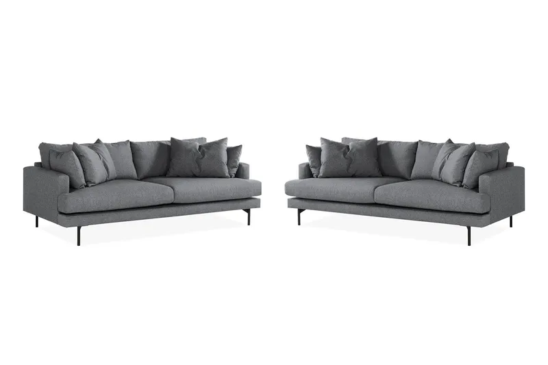 Menard Sohvaryhmä 4-istuttava + 4-istuttava Kangassohva - Tummanharmaa - Huonekalut - Sohva - Sohvaryhmä