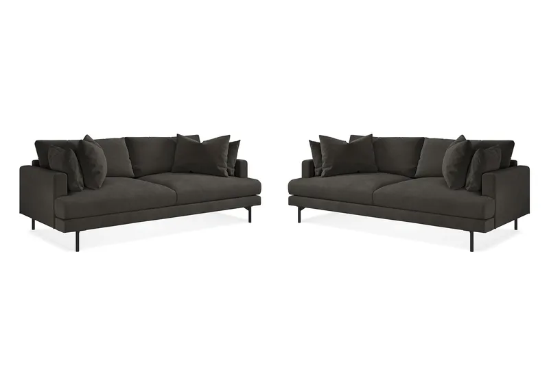 Menard Sohvaryhmä 4-istuttava + 4-istuttava Manchestersohva, Tummanharmaa