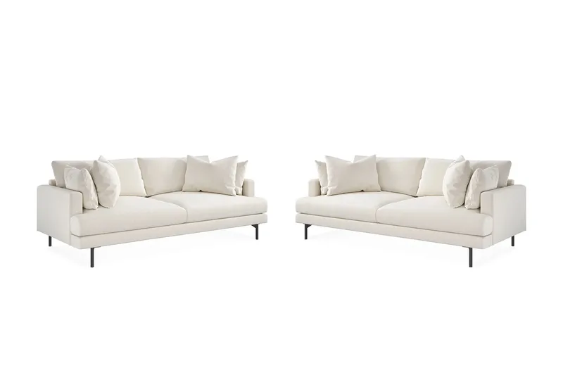 Menard Sohvaryhmä 4-istuttava + 4-istuttava Syvä Samettisohva 225 cm leveä - Kermanvalkoinen - Huonekalut - Sohva - Sohvaryhmä