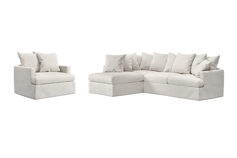 Menard Sohvaryhmä 4-istuttava Vasenkätinen L-muotoinen Divaanisohva + Nojatuoli Kankaalla, Beige