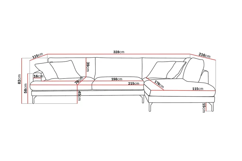 Menard Premium 5-istuttava Oikeakätinen L-muotoinen Syvä Leposohva Chenillellä - Vihreä - Huonekalut - Sohva - Divaanisohva